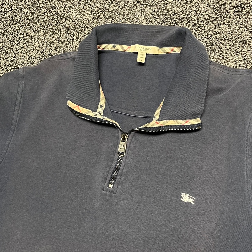 Burberry Men's Navy Blue Zip-Up Sweater